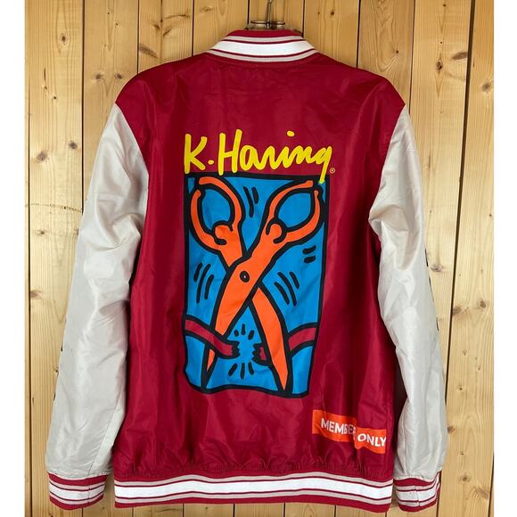 Keith Haring Members Only Full-Zip Graphic Design Jacket, Red/Cream - Size M - Picture 2 of 7